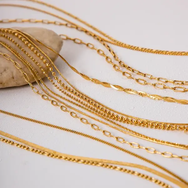 304 Stainless Steel Solid Color PVD Coated 18K Gold Plated Real Gold Plated IG Style Waterproof Non Tarnish Plating Cuban Link Chain Necklace