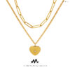 Wholesale European and American Jewelry Double-layer Heart-shaped Mang Star Inlaid Zircon Pendant Necklace Titanium Steel Plated 18k Gold Light Luxury Ins Style Jewelry