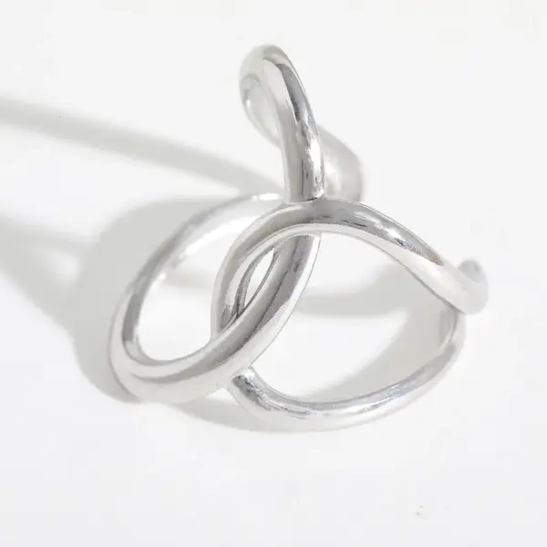 Wholesale Simple Geometric Open Ring Stainless Steel 18K Gold Plated Adjustable Size Casual Elegant Sexy Minimalist Style For Women