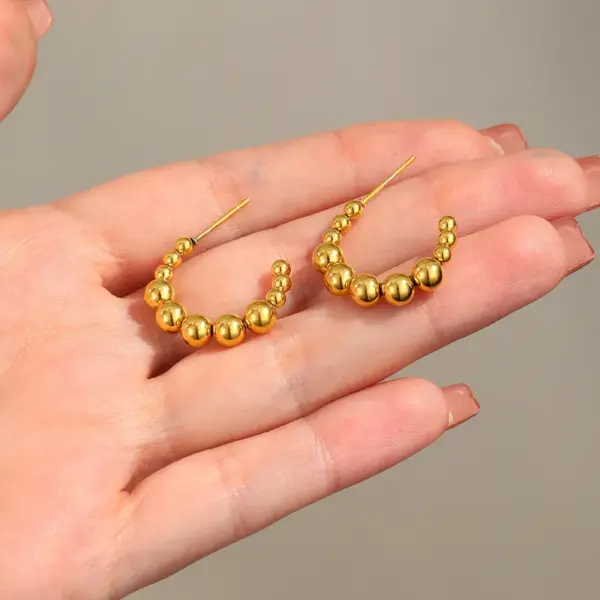 Wholesale 201 Stainless Steel Geometric Vacuum Plating Stone-Free 18K Gold Plated Vacation Plating Earrings
