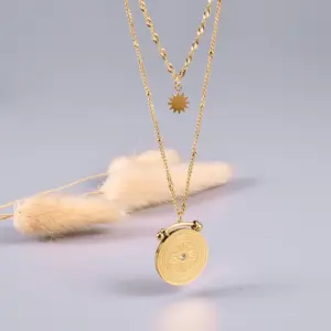 Wholesale PVD Coated Real Gold Plated 18K Gold Heart 304 Stainless Steel Titanium Steel Waterproof Non Tarnish 304 Stainless Steel Titanium Steel Necklace