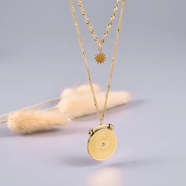 oly-b444e1996bd79e1352ad19df2893c436 Wholesale PVD Coated Real Gold Plated 18K Gold Heart 304 Stainless Steel Titanium Steel Waterproof Non Tarnish 304 Stainless Steel Titanium Steel Necklace