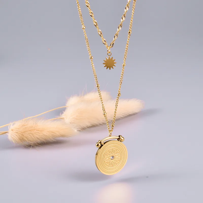 Wholesale PVD Coated Real Gold Plated 18K Gold Heart 304 Stainless Steel Titanium Steel Waterproof Non Tarnish 304 Stainless Steel Titanium Steel Neck