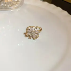 11# Ring-Golden Flowers (Real Gold Plating)