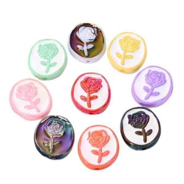 Wholesale Double sided rose round cake with straight hole bead