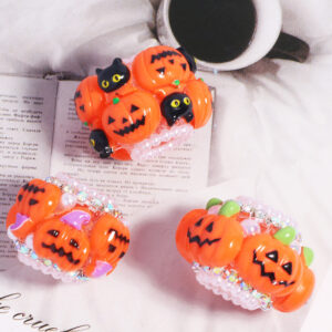 Wholesale pumpkin rhinestone ball straight hole loose beads DIY mobile phone keychain jewelry aessories