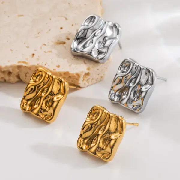 Wholesale 1 Pair Formal Solid Color Square Plating 304 Stainless Steel 18K Gold Plated Ear Studs