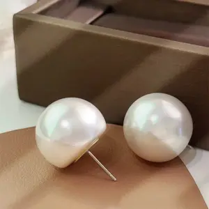 1414 Extra Large Round Bread 925 Earrings Approximately 2cm*1.6cm