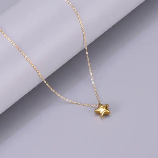 304 Stainless Steel Star PVD Coated 18K Real Gold Plated Elegant Simple Style Waterproof Non Tarnish Plating Cable Chain Pendant Necklace