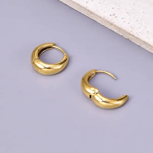 Wholesale 304 Stainless Steel Solid Color PVD Coated 18K Real Gold Plated 18K Gold Vacation Classic Style Waterproof Non Tarnish Plating Gold Silver Earrings