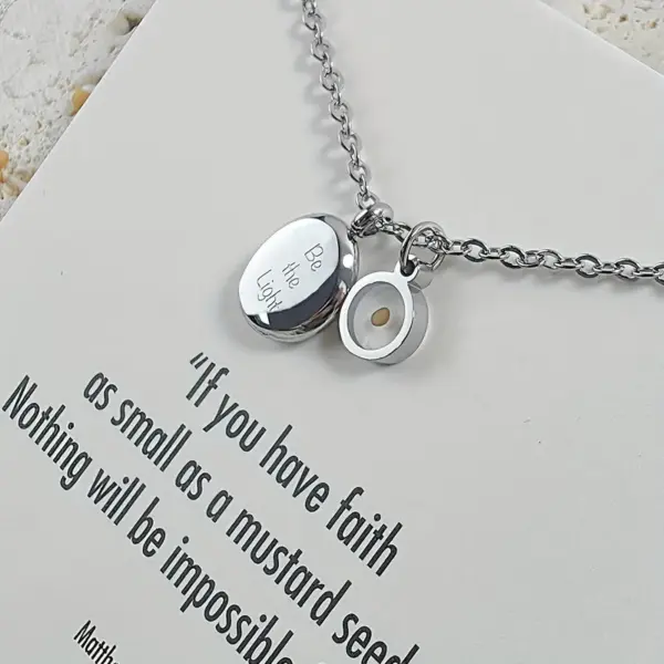 Wholesale Inspirational Stainless Steel Seed Pendant Necklace Faith "Become Light" Geometric Pattern Unisex Simple Style Jewelry Accessory