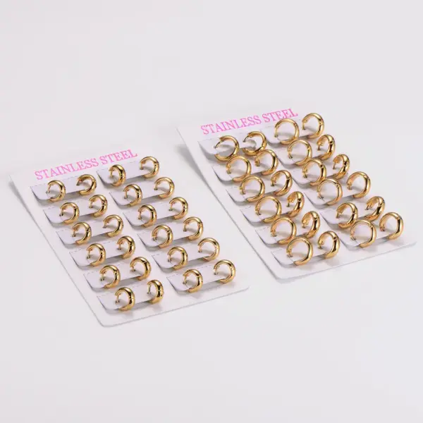 Wholesale 303 Stainless Steel Circle Electroplating Imitation Gold Vintage Style Classic Style Commute Earrings