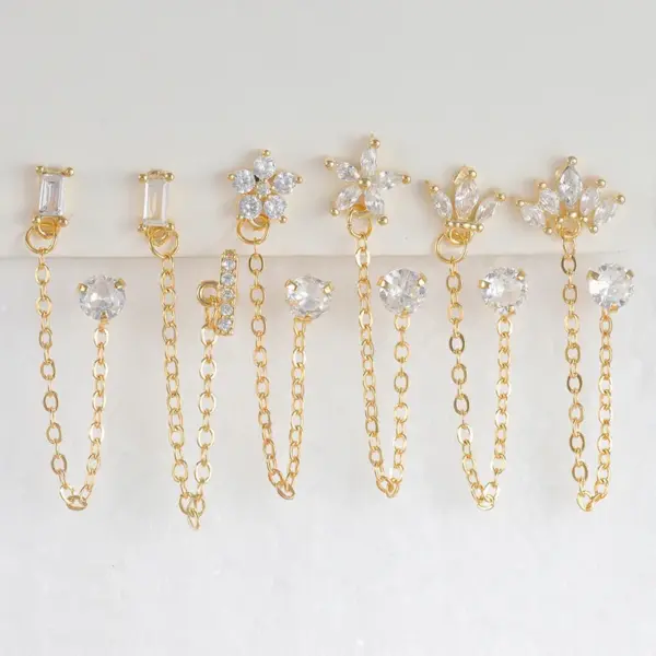 1 Piece Elegant Modern Style Geometric Flower Plating 304 Stainless Steel Drop Earrings