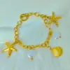 Wholesale 304 Stainless Steel Starfish Shell PVD Coated Golden Plated Hip-Hop Cable Chain Bracelets