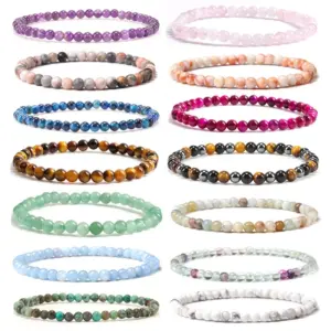 Wholesale Romantic Classic Style Round Natural Stone Bracelets In Bulk