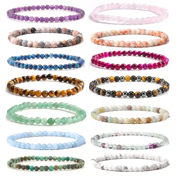 Wholesale Romantic Classic Style Round Natural Stone Bracelets In Bulk