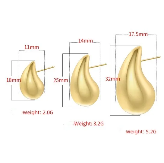 Wholesale 1 Pair Vintage Style Simple Style Streetwear Water Droplets Plating Copper 18k Gold Plated Ear Studs