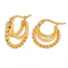 Wholesale 304 Stainless Steel Geometric PVD Coated 18K Gold Plated Real Gold Plated 18K Gold Streetwear Waterproof Non Tarnish Plating Gold Silver Earrings