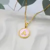 Wholesale Jewelry Simple Style Letter Titanium Steel Shell 18K Gold Plated Plating Inlaid Shell Necklace