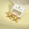 Wholesale PVD Coated Real Gold Plated 18K Gold Round Sun Starfish 304 Stainless Steel Casual Elegant Vintage Style Waterproof Non Tarnish Earrings