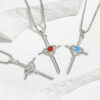 oly-b46f0a33c7471d14ba8fa02acb2835a3 Wholesale heart-shaped twee contion stone clavicle chain retro cold wind faith cross necklace