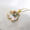 Fashion Elephant Copper Enamel Gold Plated Zircon Pendant Necklace 1 Pair