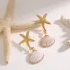 Wholesale 1 Piece Vacation Beach Starfish Shell 304 Stainless Steel Earrings