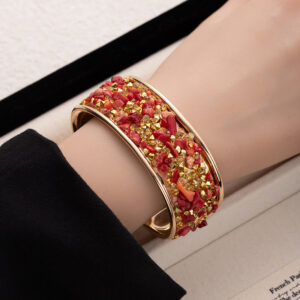 L285-6 red cross-border gravel rhinestone bracelet