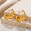 Wholesale PVD Coated Real Gold Plated 18K Gold C Shape 304 Stainless Steel Vintage Style Exaggerated Simple Style Waterproof Non Tarnish Earrings