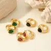 Wholesale 1 Pair Casual Elegant Heart Shape Inlay 304 Stainless Steel Zircon 18K Gold Plated Earrings