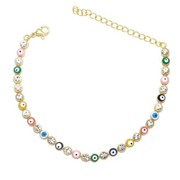 Wholesale Fashion Eye Copper 18k Gold Plated Artificial Gemstones Bracelets In Bulk
