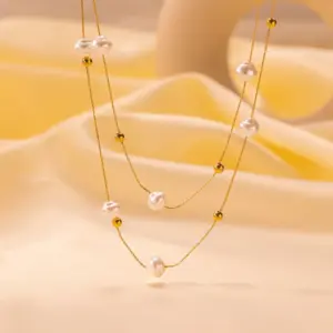 [Tsh1073] Flat round Pearl / Gold