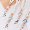 Wholesale Handmade Woven Necklace Keychain Creative DIY Rainbow Silicone Beads Brand Work Id Lanyard