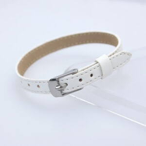 8mm Imitation Leather Wristband-White (Square Steel Buckle) / 8mm Imitation Leather Wristband