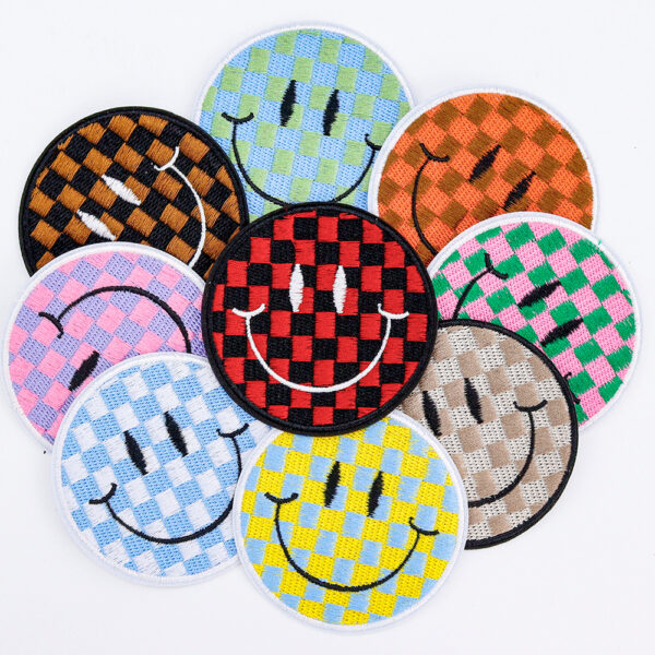 Wholesale Smiley Face Embroider Cloth Stickers Cartoon Round Embroider Stickers