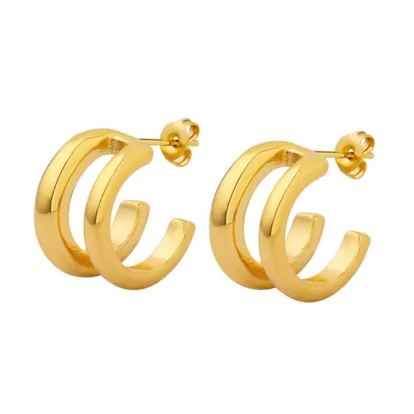 Wholesale 1 Pair Fashion C Shape Plating Titanium Steel Earrings