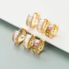 Wholesale Fashion U Shape Inlaid Zircon Alloy Artificial Gemstones Copper Earrings