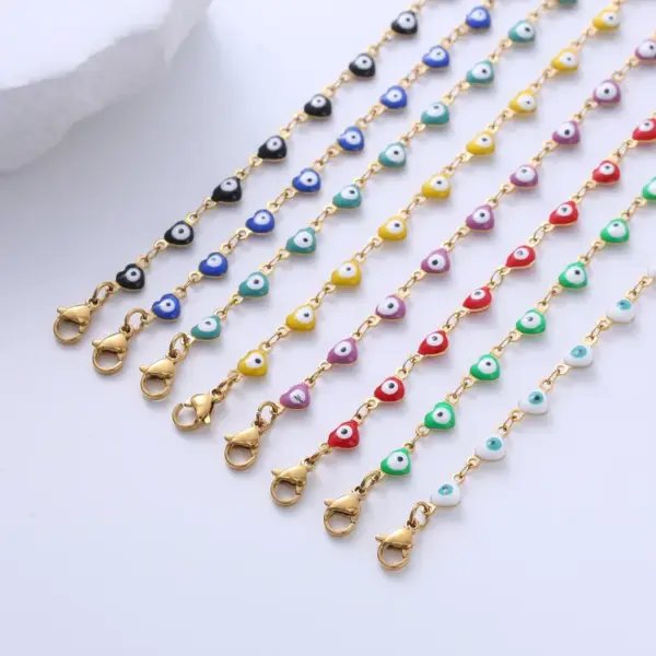 Classic Style Devil'S Eye Heart Shape 304 Stainless Steel 18K Gold Plated No Inlaid Stainless Steel Bracelets In Bulk