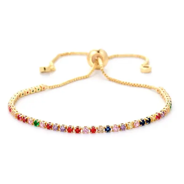 Wholesale Simple Single Row Multicolor Zircon Copper Bracelet