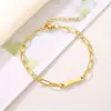 Wholesale 304 Stainless Steel Square Ion Plating (IP) 18K Real Gold Plated Simple Style Classic Style Waterproof Non Tarnish Paperclip Chain Bracelets