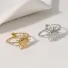Wholesale PVD Coated Real Gold Plated 18K Gold Sun 304 Stainless Steel Modern Style IG Style Waterproof Non Tarnish Open Rings