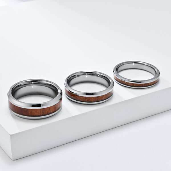 Wholesale Simple 468MM tungsten steel inlaid wood grain veneer ring for men and women couples tungsten gold ring high-end fashion hand jewelry