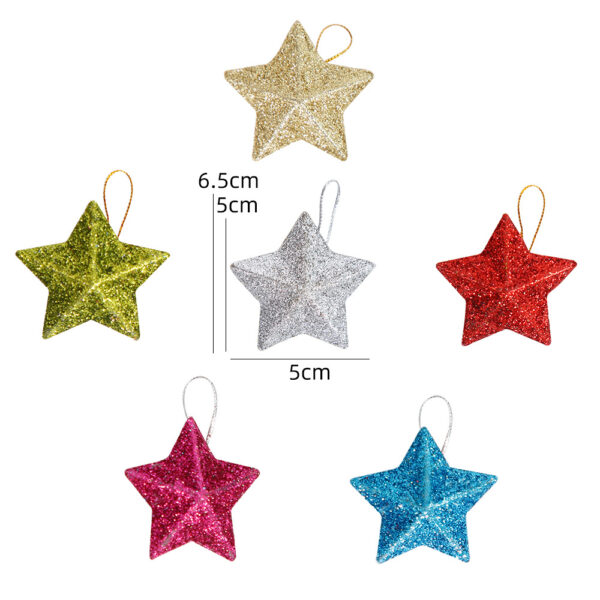 Wholesale 2025 new Christmas decorations gold powder five-pointed star pendant Christmas tree decoration gold three-dimensional star pendant
