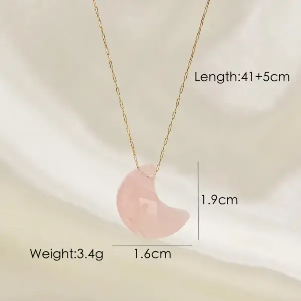 Wholesale Simple Style Geometric Moon Natural Stone Titanium Steel Pendant Necklace In Bulk