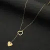 Wholesale PVD Coated 18K Gold Real Gold Plated Heart Shape 201 Stainless Steel Simple Style Waterproof Non Tarnish 201 Stainless Steel Pendant Necklace