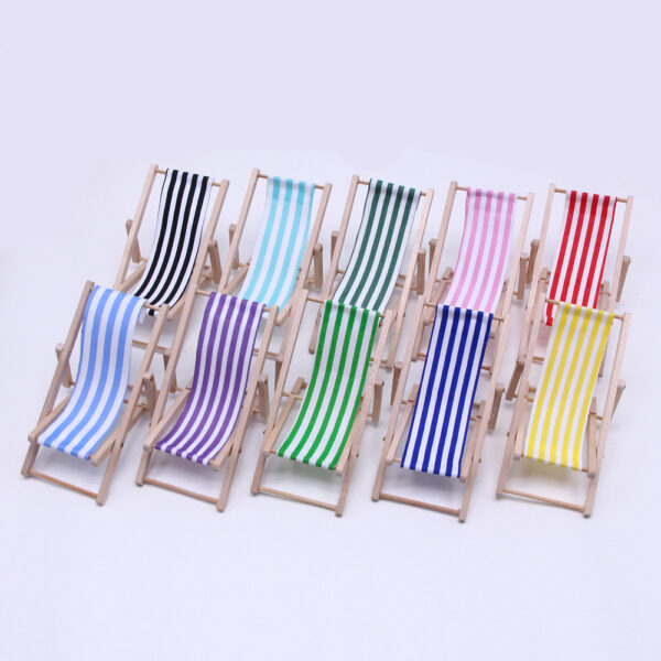 Wholesale Dollhouse Doll House Wooden Beach Chair Model Mini Furniture Outdoor Lounge Chair Miniature Scene Accessories