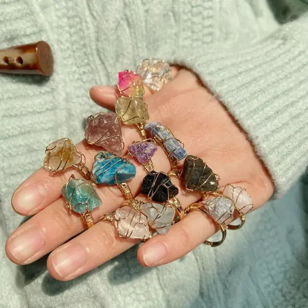 Women'S Crystal Healing Irregular Rings Healing Crystals Jewelry
