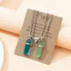 Fashion Water Droplets Gem Inlaid Gemstone Pendant Necklace 1 Set