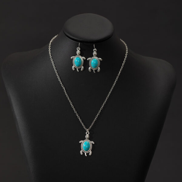 Wholesale Cross border bohemian turquoise turtle earring necklace suit vintage fashion jewelry suit