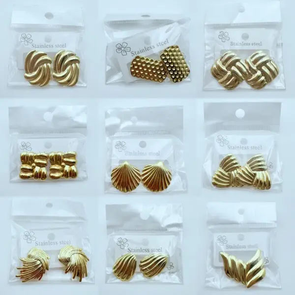 Elegant Simple Stainless Steel Geometric Ear Studs 175 Styles Available Unisex High-End Feeling Jewelry Earrings